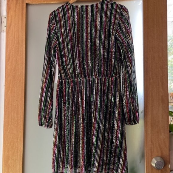 Rainbow Sequin Mini Dress Long Sleeve - Picture 5 of 5